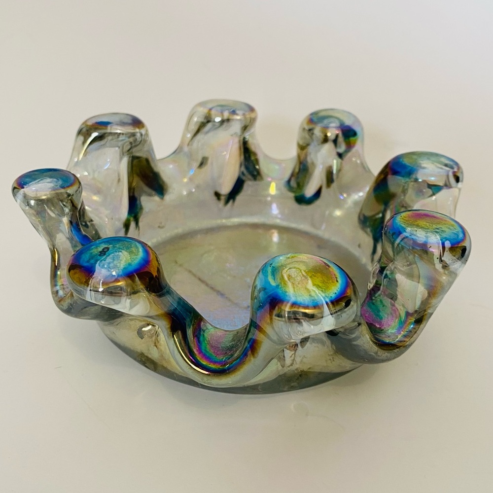 Vintage mid century modern carnival glass ashtray